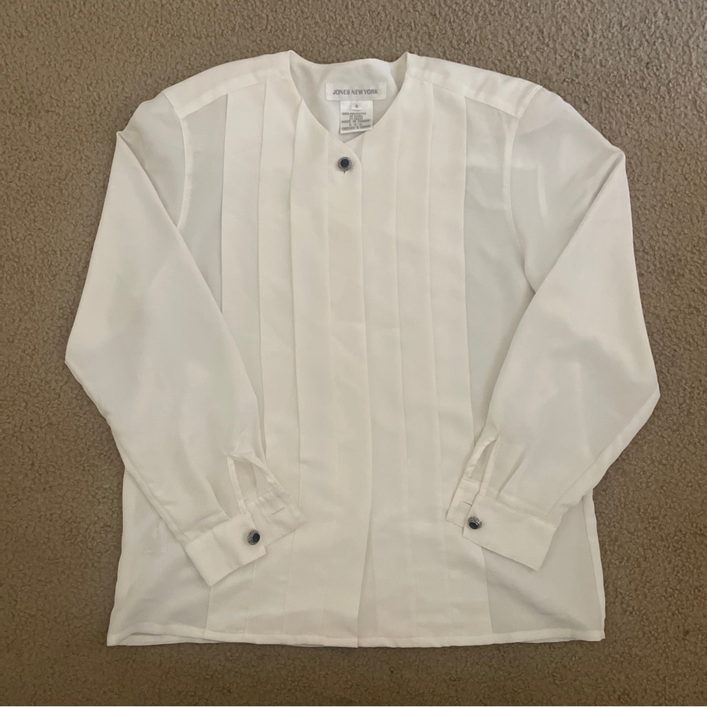 Vintage Jones New York Pleated Career Blouse Sz M